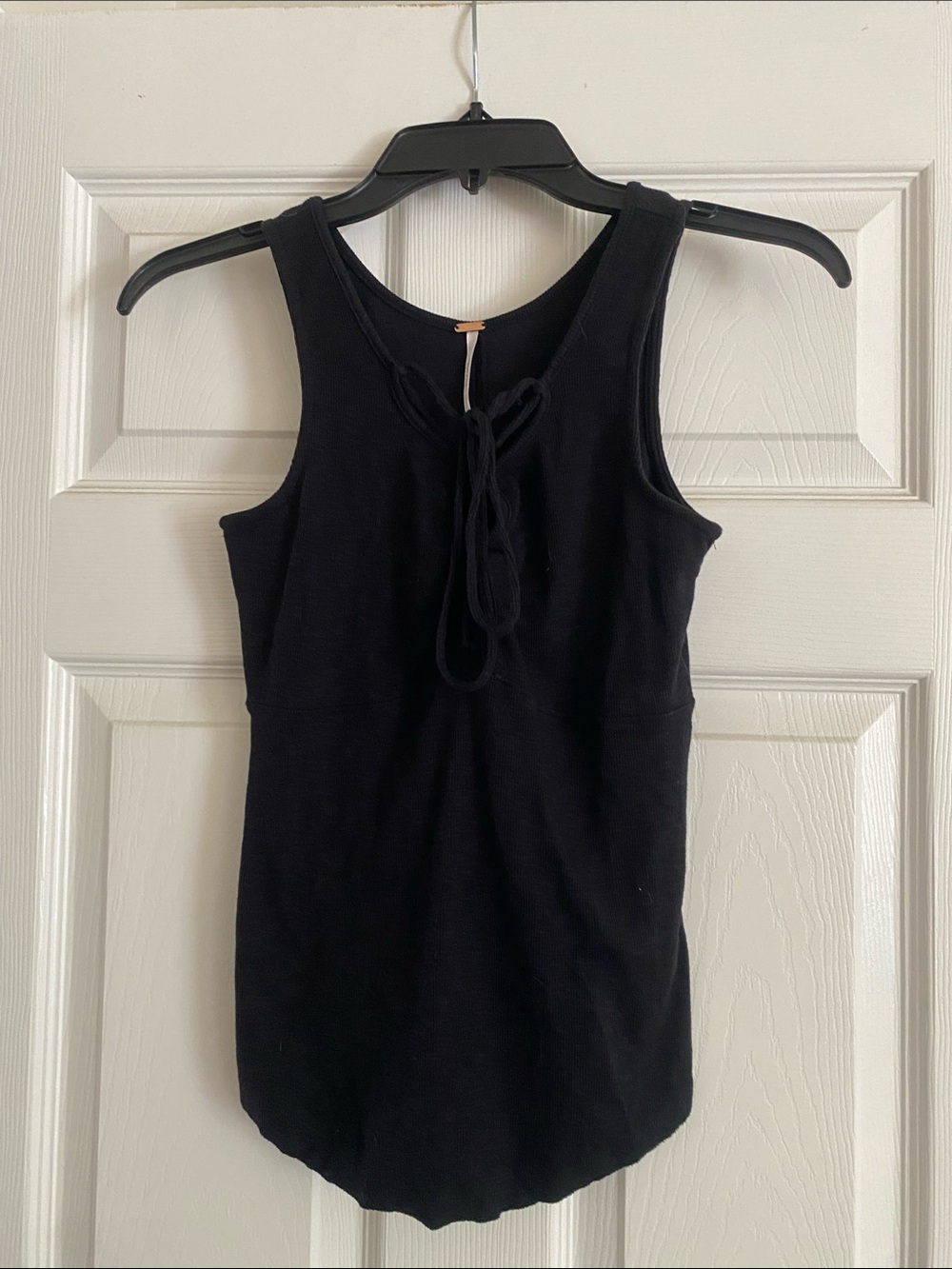Free People Black Tie-Back Ribbed Tank
